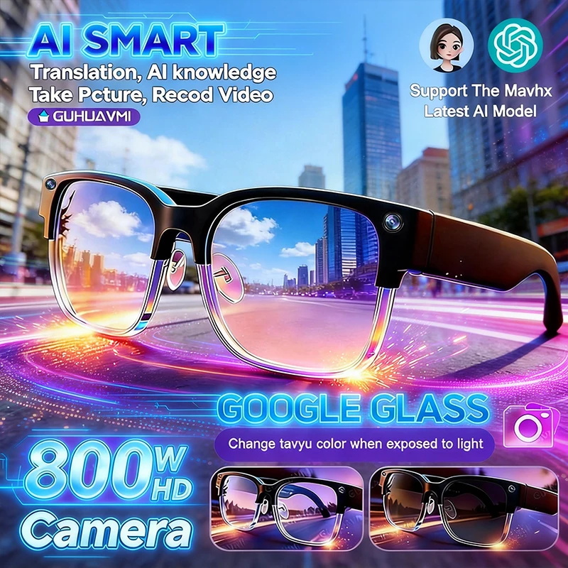 Smart Glasses Lens - Okulary przeciwsłoneczne męskie z kamerą 800W