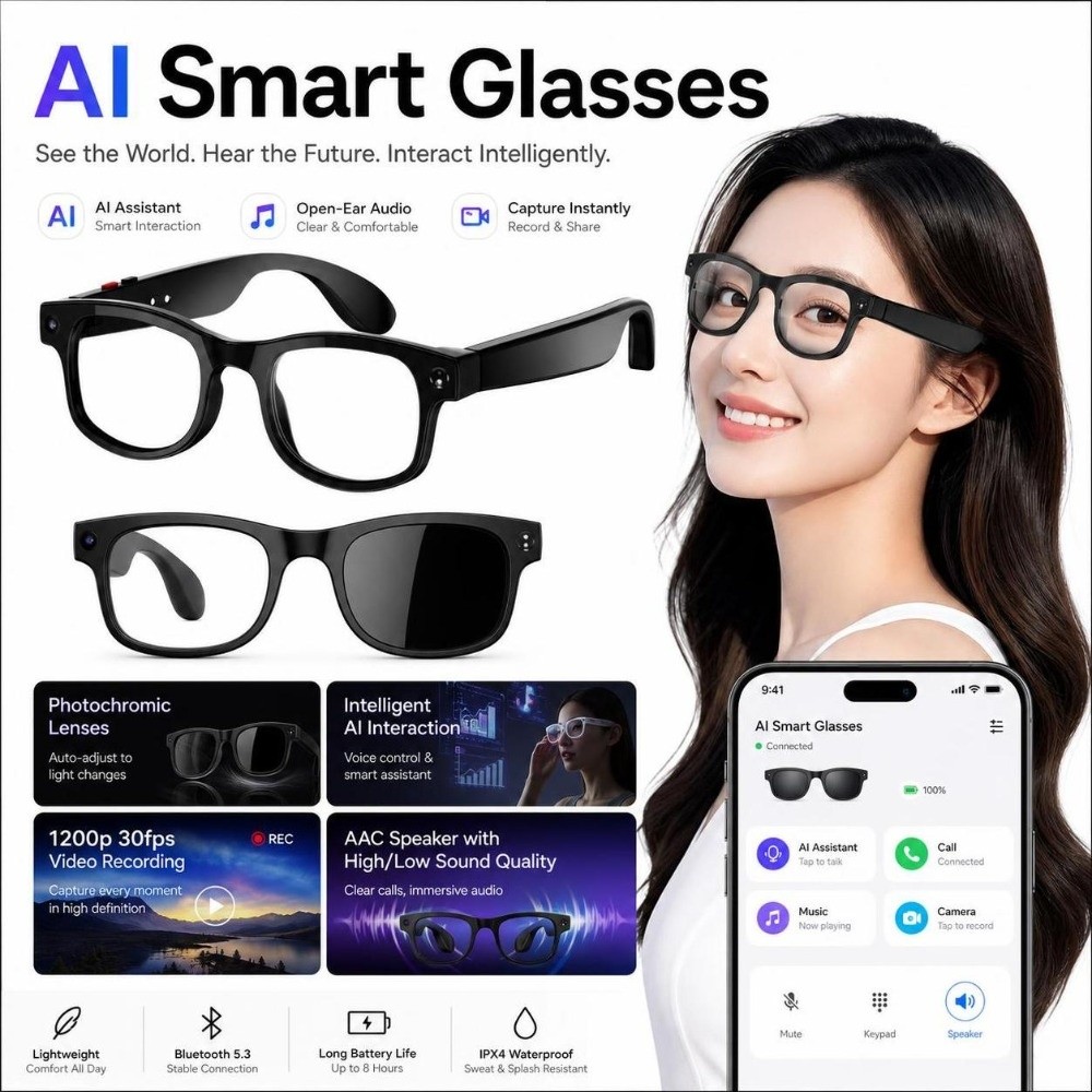 Inteligentne okulary AI 2 w 1: – Smart Glasses Lens recenzja i cena